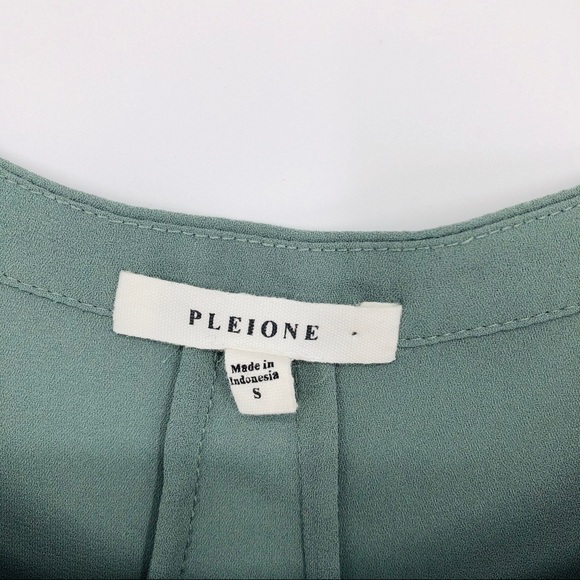 Anthro Pleione Sage Green Sheer Drape Blouse - Picture 6 of 9
